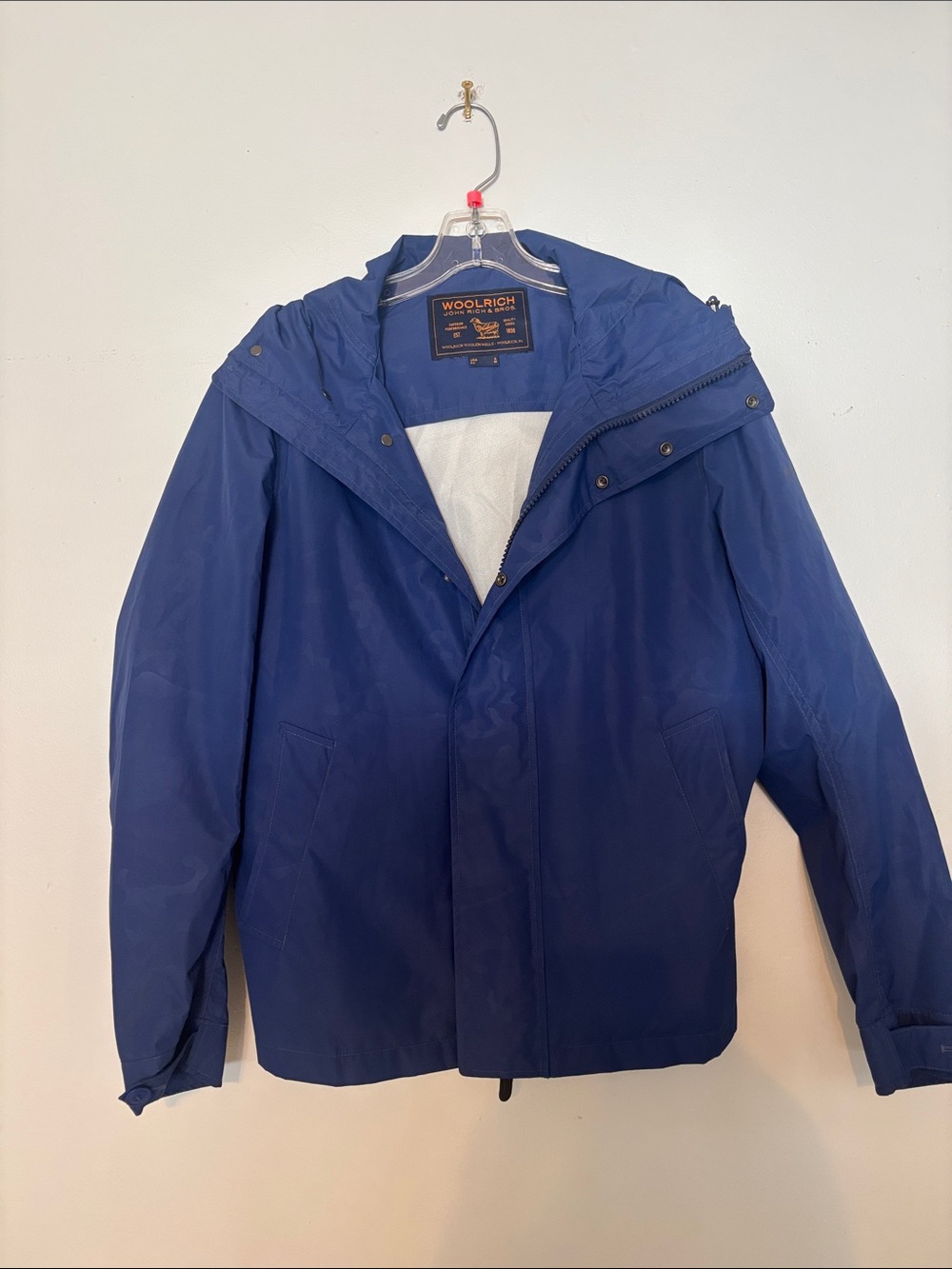 Woolrich Royal Blue Hooded Rain Jacket